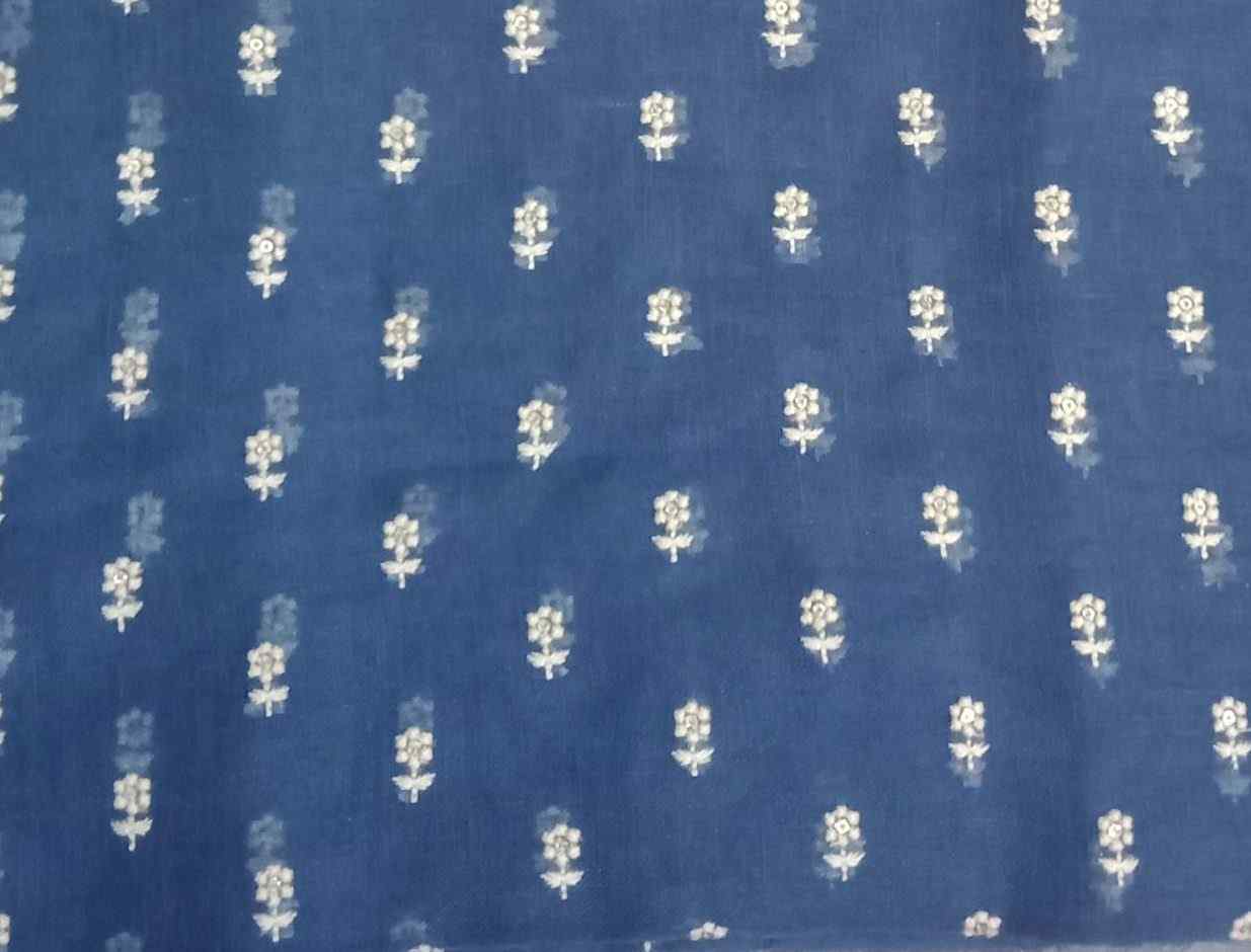 Cobalt Blue Embroidered Linen Saree