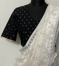 Buy Black Spun Dupion Golden Booti Blouse | Godhuli