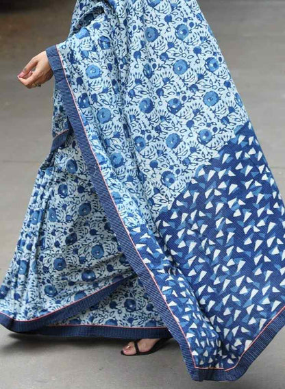 Dabu Indigo Constructed Saree