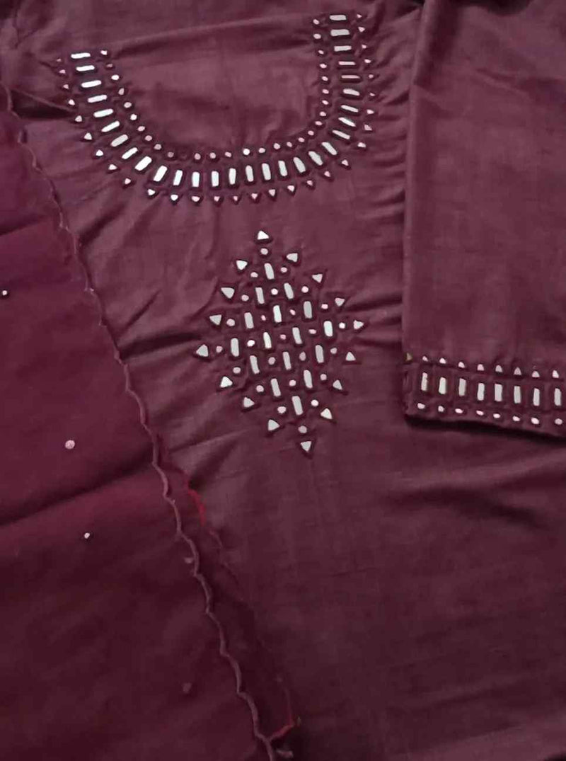 Buy Dark Maroon Mirror Work Suit Set | Godhuli