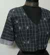 Buy Dark Grey Jacquard Checks Blouse | Godhuli