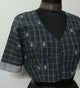 Buy Dark Grey Jacquard Checks Blouse | Godhuli