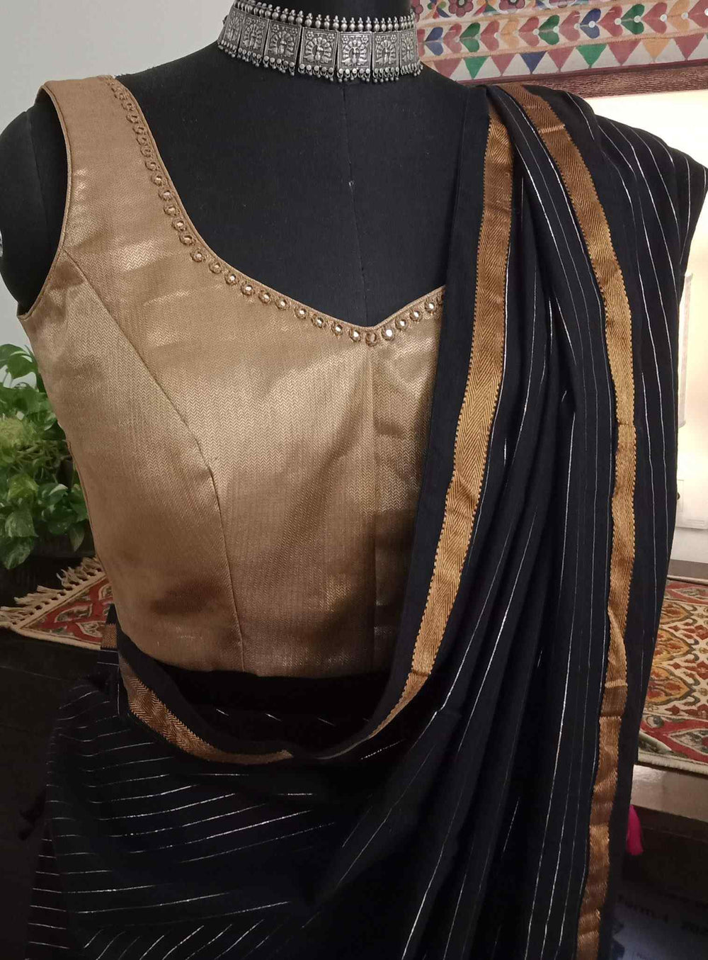 Buy Golden Mirrorwork Sleeveless Blouse Combo | Perfect for B2B Orders