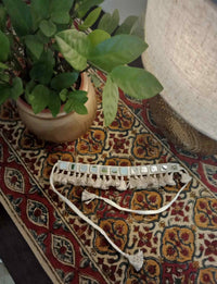 Buy Handmade Ivory Colour Square Mirror Neckpiece | Godhuli