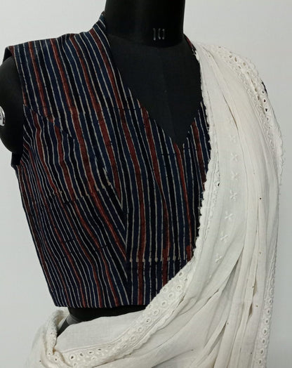 ajrakh stripes sleeveless blouse