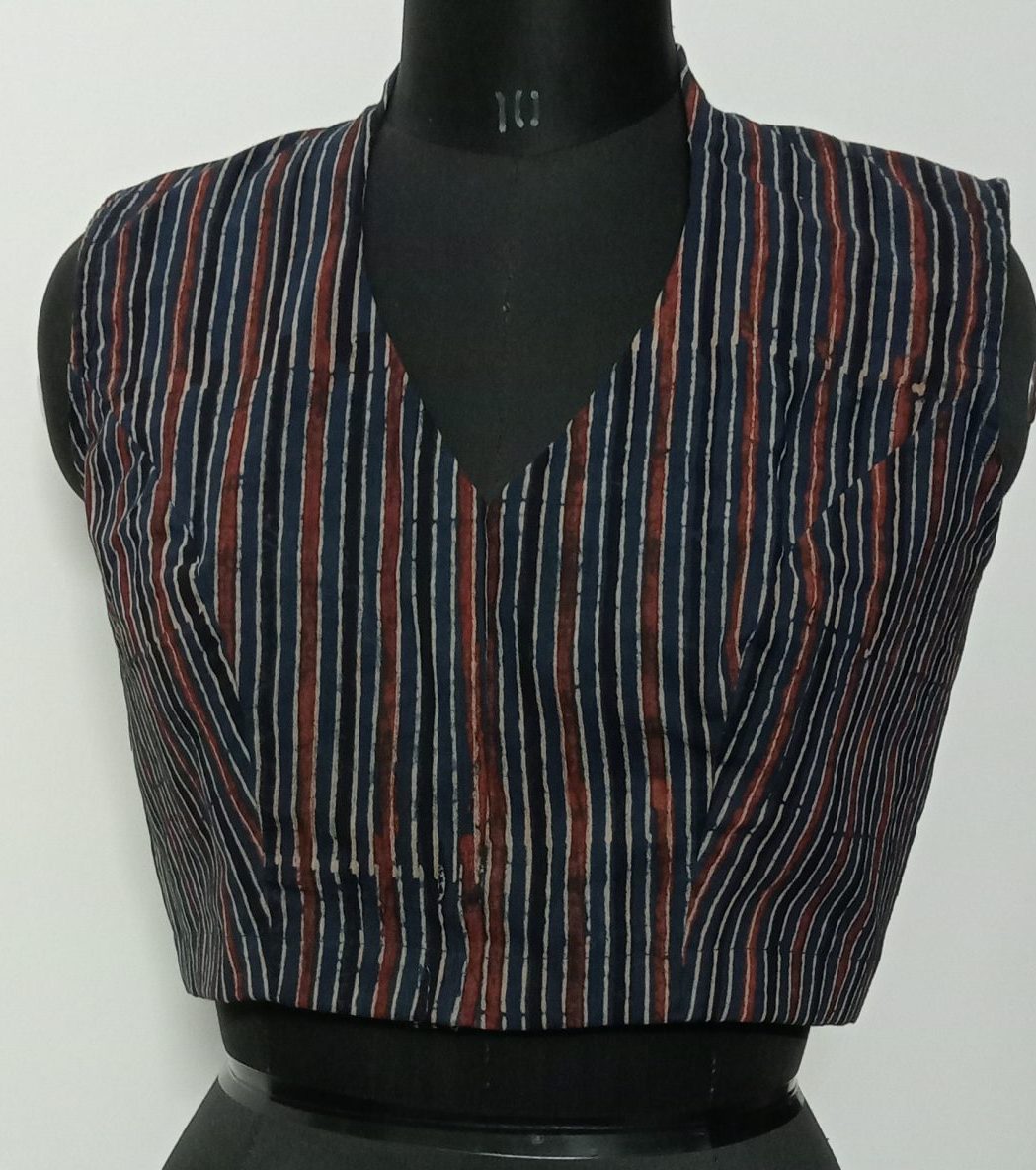 ajrakh stripes sleeveless blouse