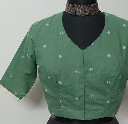 sage green jacquard blouse