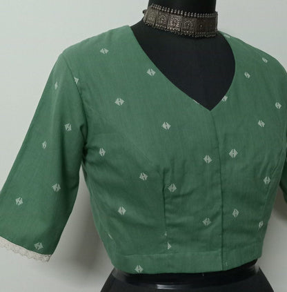 sage green jacquard blouse