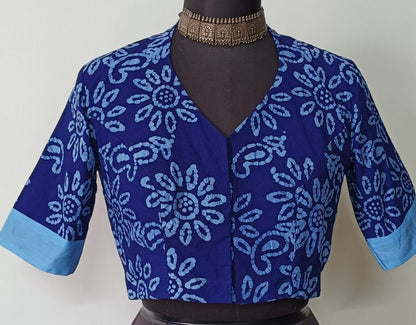 blue batik floral design