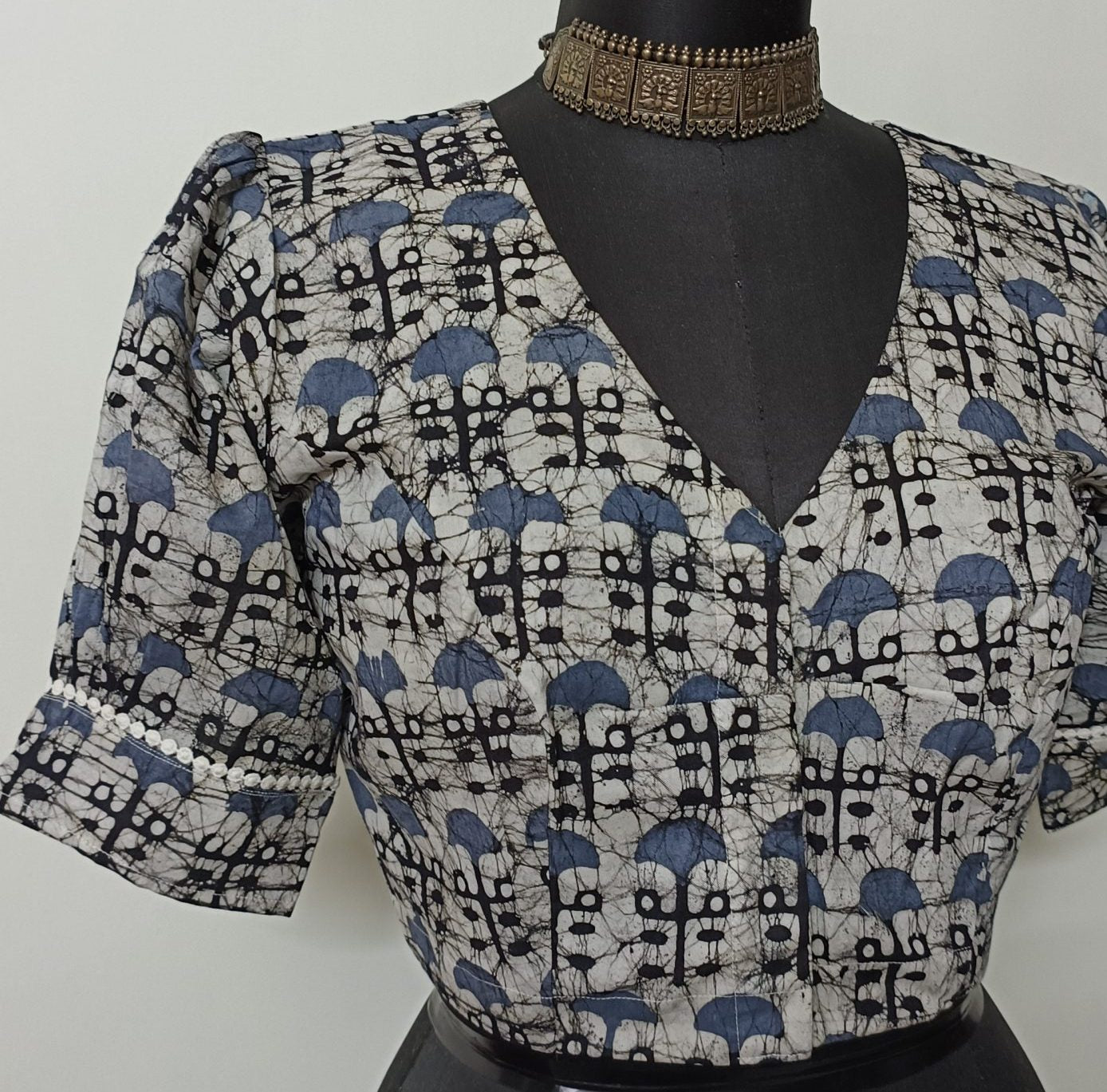 grey batik blouse