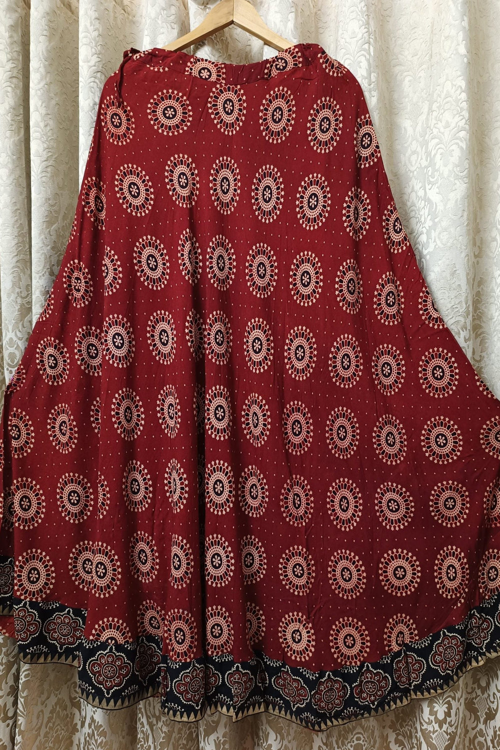 Buy Maroon Ajrakh Lehenga Choli Set | Godhuli