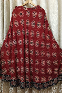 Buy Maroon Ajrakh Lehenga Choli Set | Godhuli