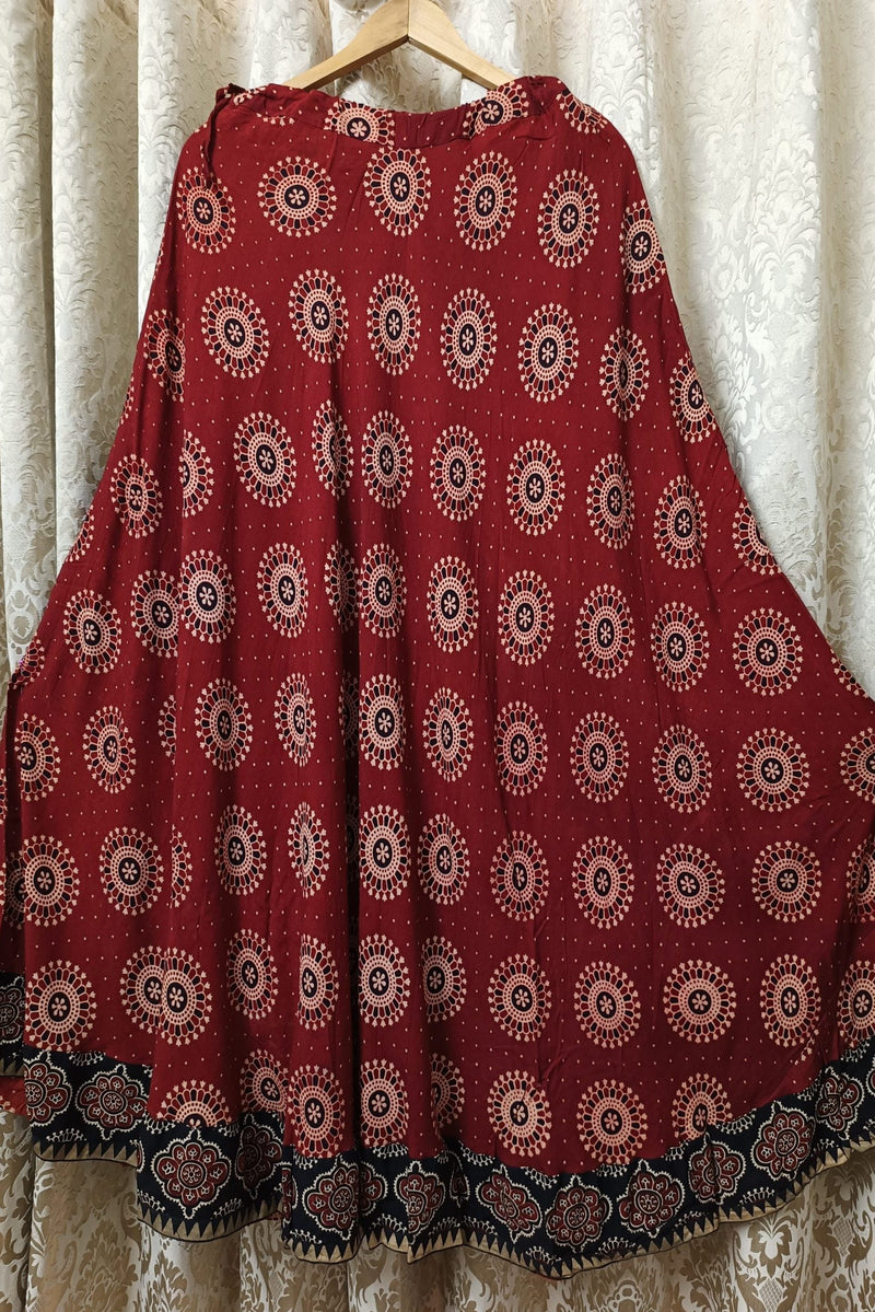 Buy Maroon Ajrakh Lehenga Choli Set | Godhuli