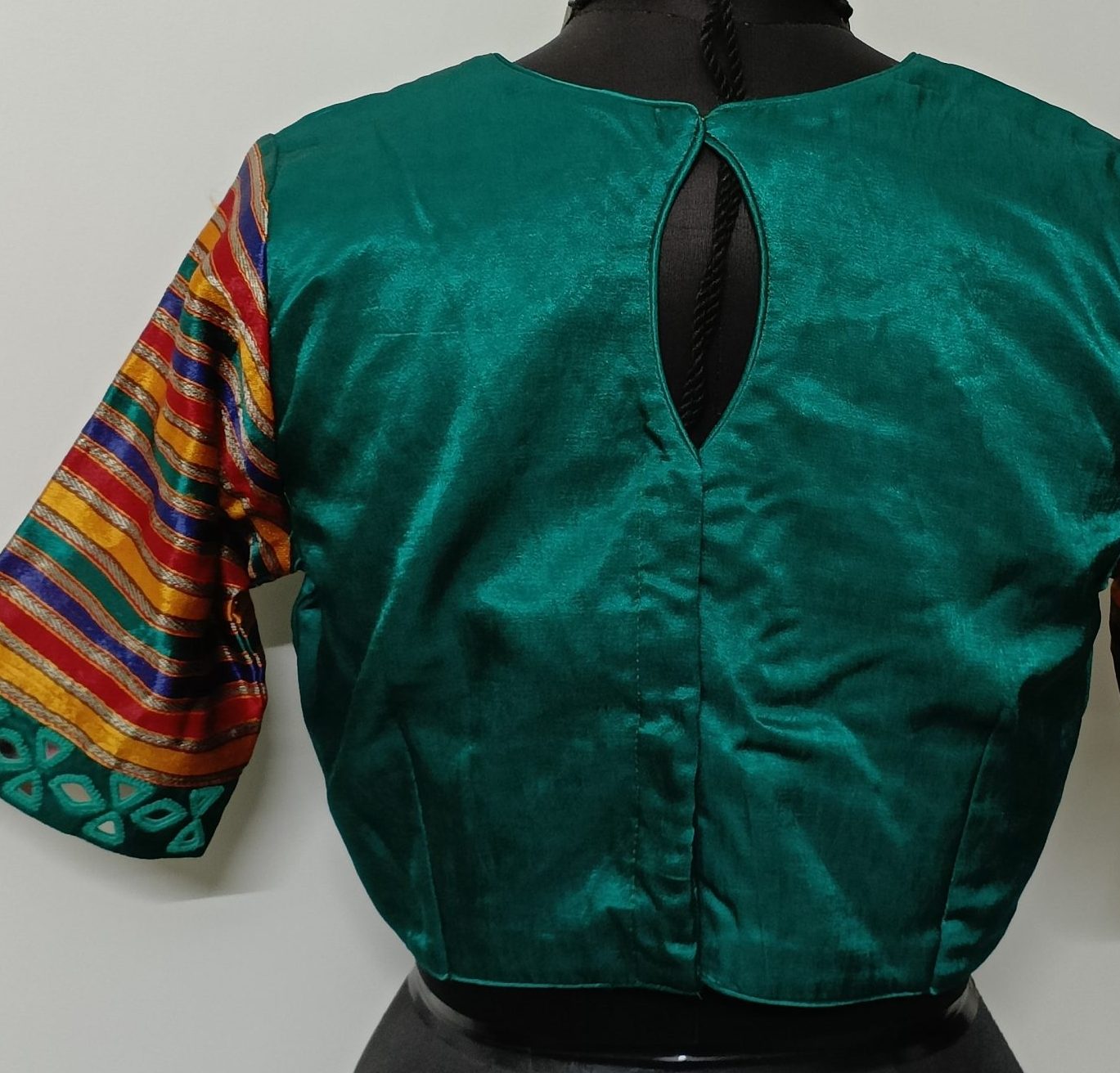Rama green gaji silk mirrorwork blouse