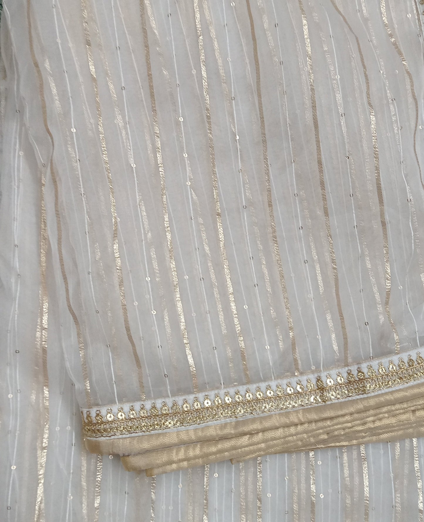 organza zari stripoes saree