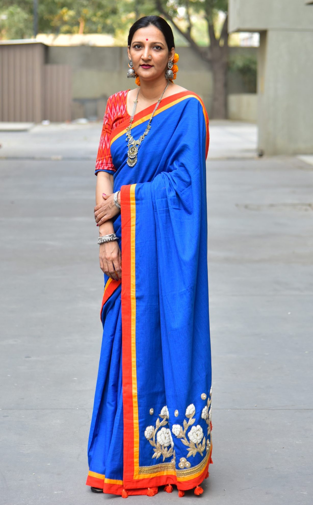 Ink Blue Saree with Dori Work