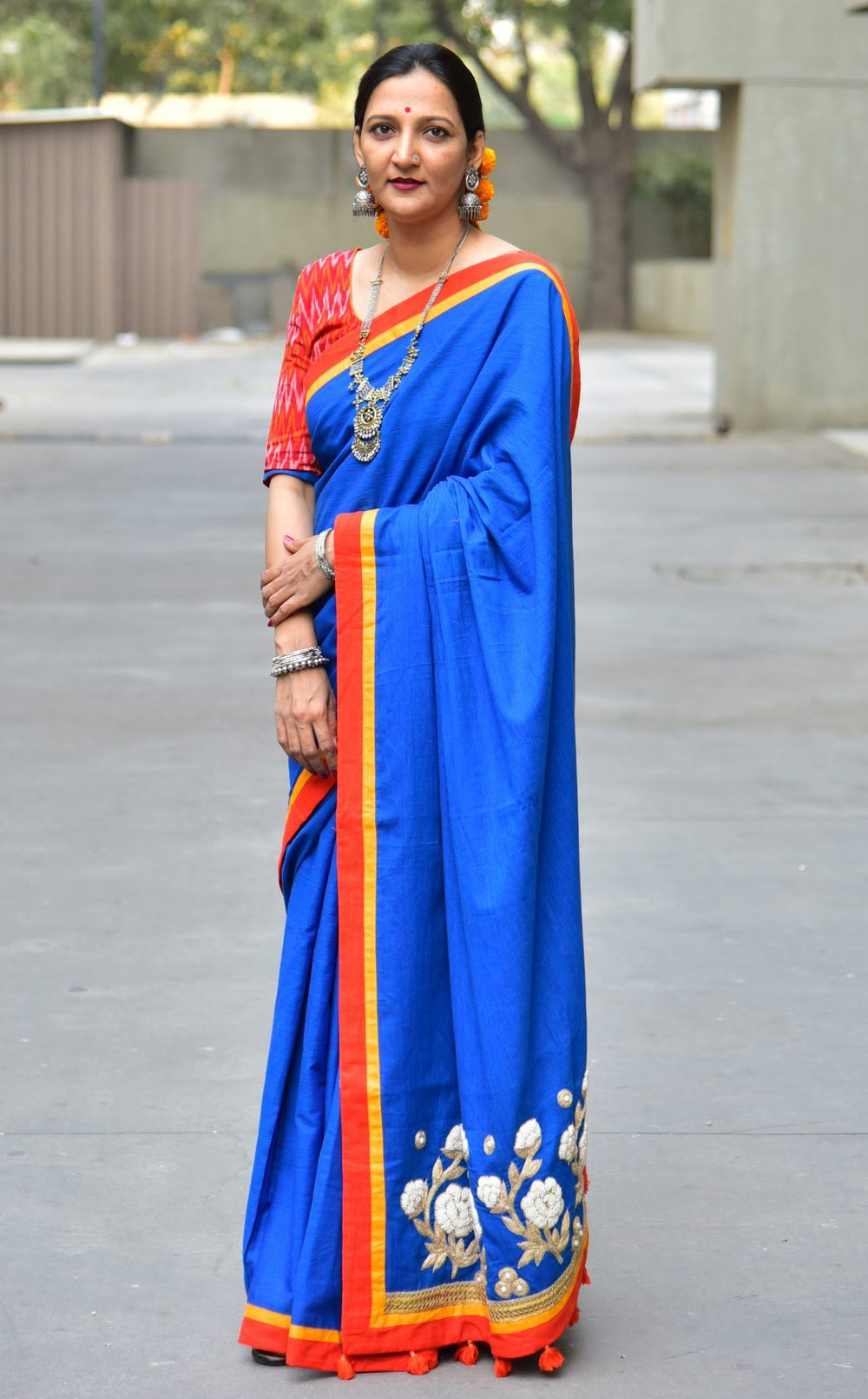 Buy Ink Blue Saree with Dori Work | Godhuli