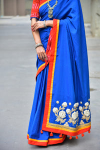 Buy Ink Blue Saree with Dori Work | Godhuli