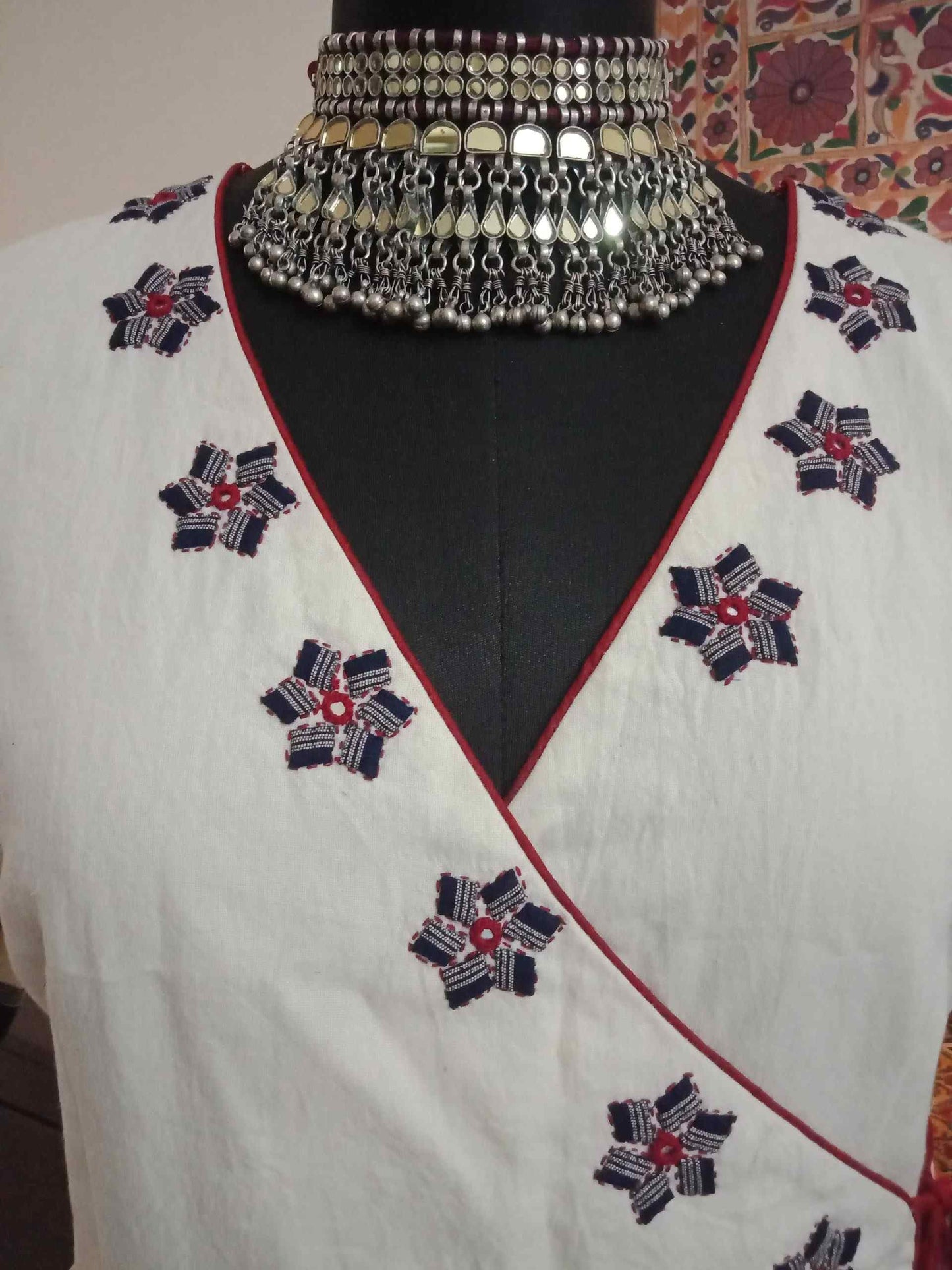 Ivory Angarkha Applique Work Blouse