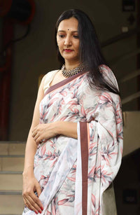 Buy Leaf Print Crepe Saree | Godhuli