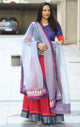 Buy Lehenga Choli- Rani Grey with Purple Ikat Blouse | Godhuli