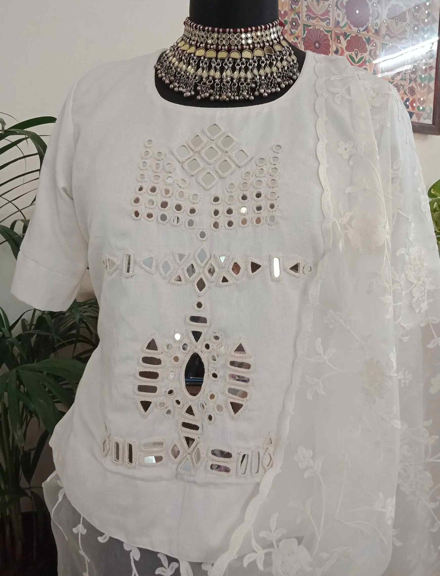 Long Kurti Mirror work Blouse