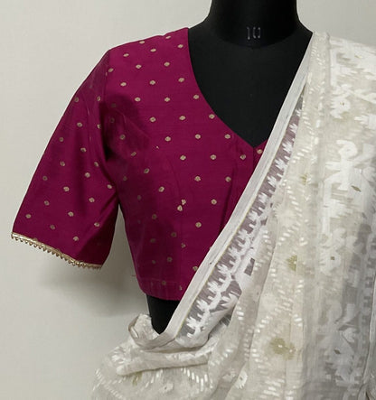 Magenta Color dupion silk golden booti blouse