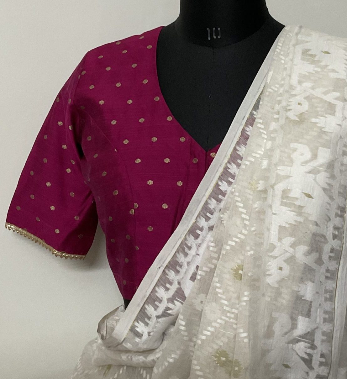 MagentaColor dupion silk golden booti blouse