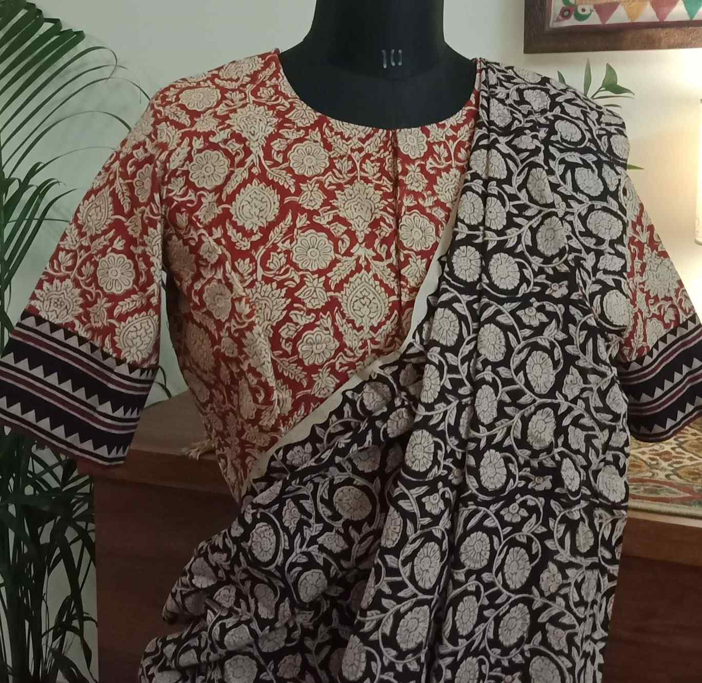 Maroon Floral Block Printed Blouse