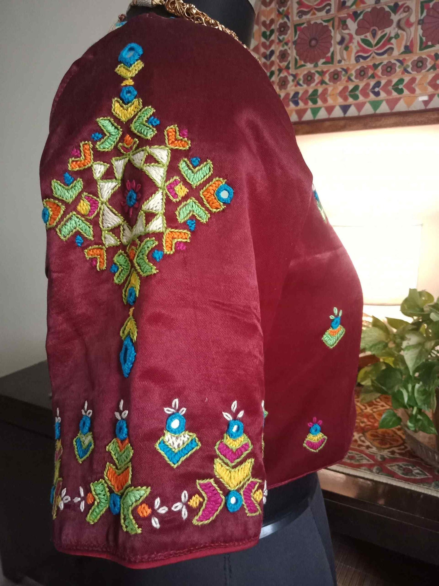 Maroon Gaji Silk Hand Embroidered Blouse