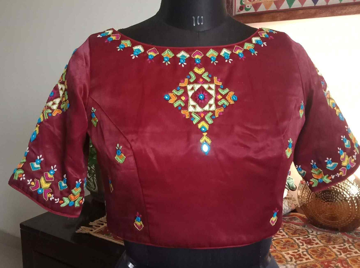 Maroon Gaji Silk Hand Embroidered Blouse