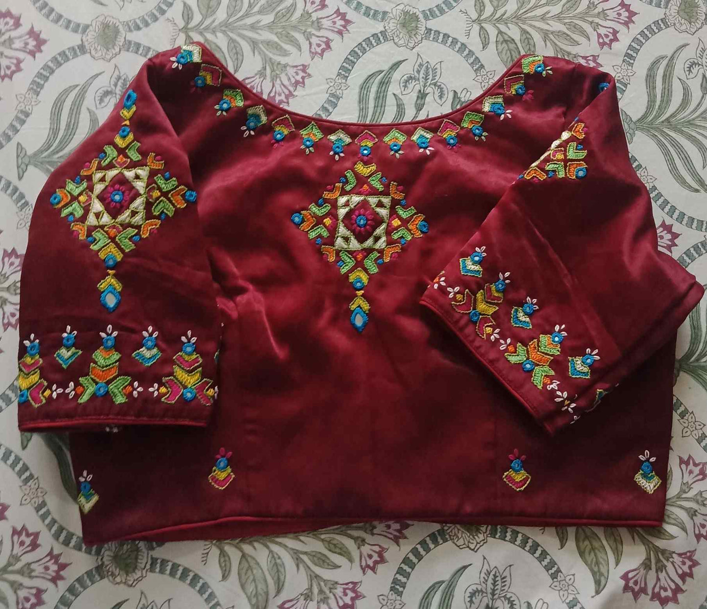 Maroon Gaji Silk Hand Embroidered Blouse