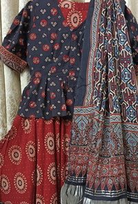 Buy Maroon Ajrakh Lehenga Choli Set | Godhuli