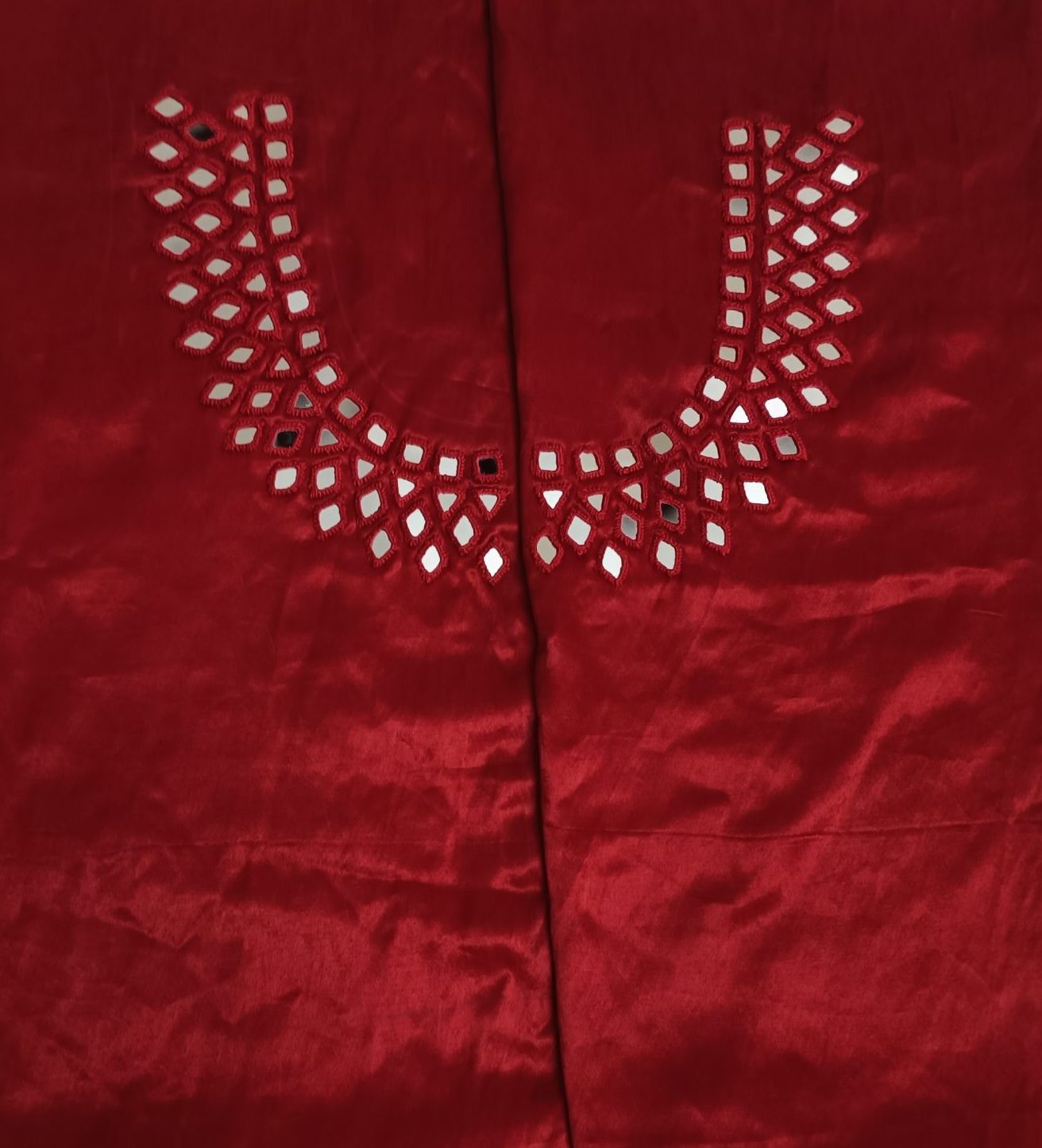 maroon gaji silk mirror work blouse