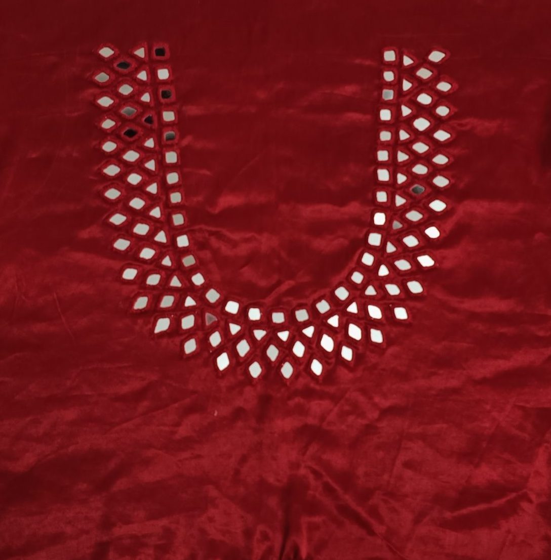 maroon gaji silk mirror work blouse