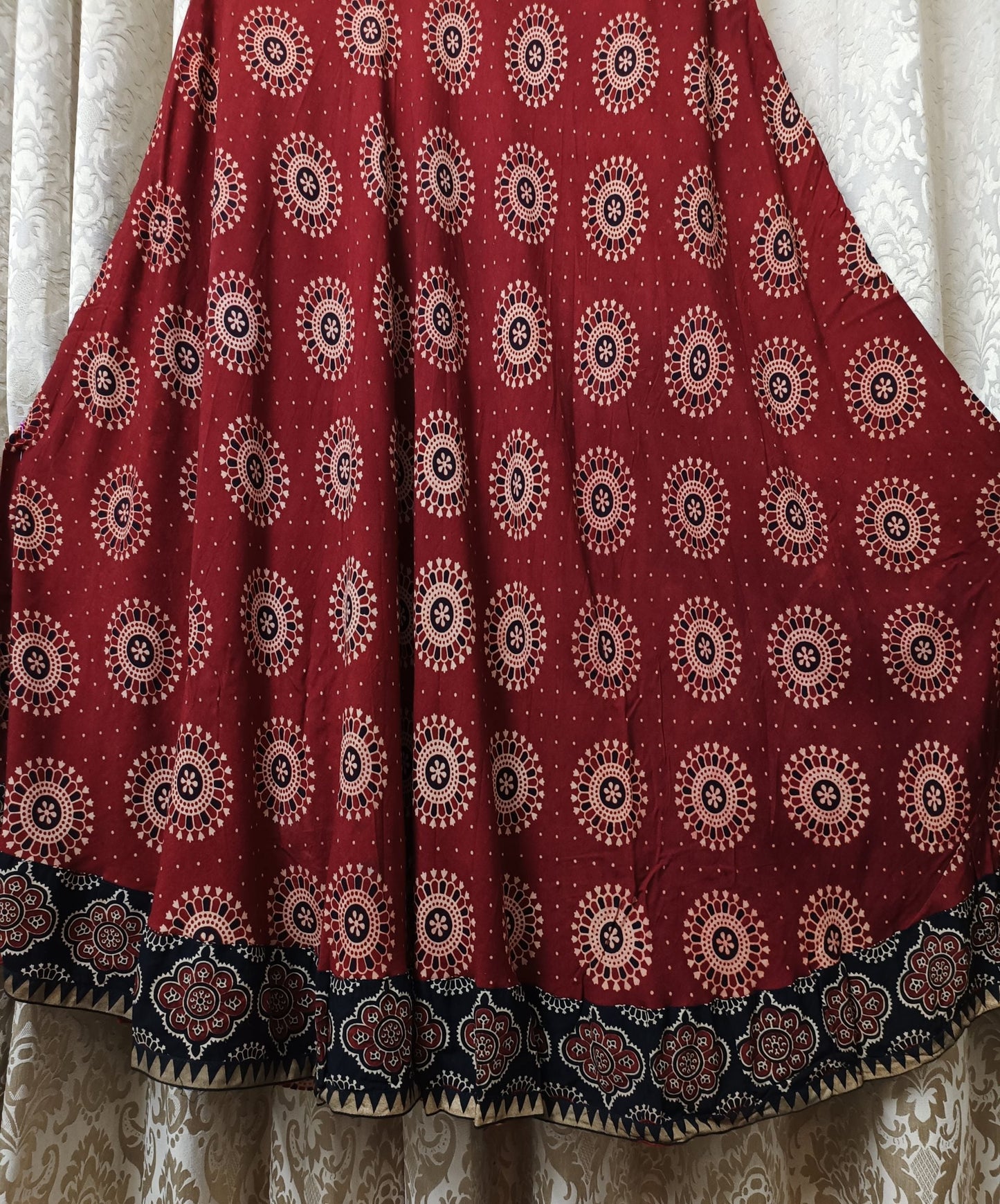 maroon Ajrakh chaniya choli