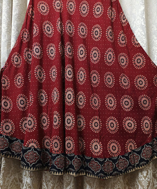 maroon Ajrakh chaniya choli