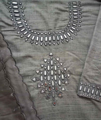 Buy Metallic Grey Mirror Work Suit Set | Godhuli