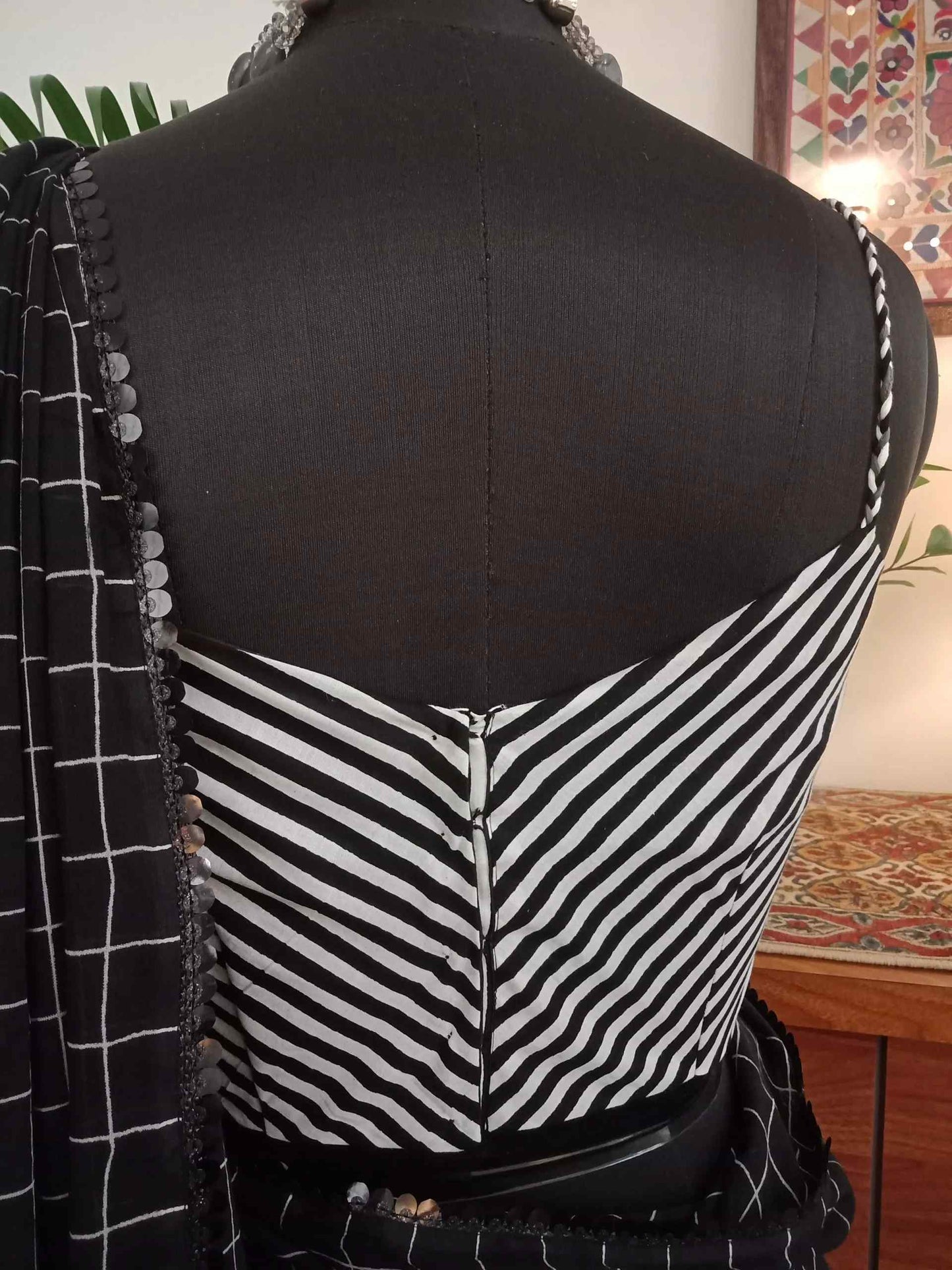 Monochrome Striped Spaghetti Blouse