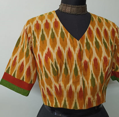 Mustard Rust Green Ikat Blouse