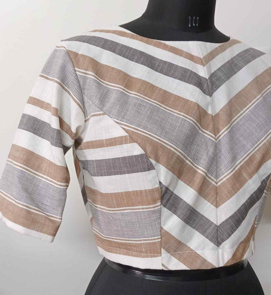 Neutral Shade Broad Stripes Blouse