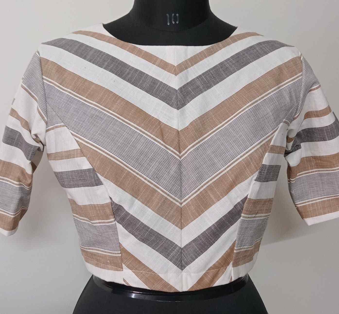 Neutral Shade Broad Stripes Blouse