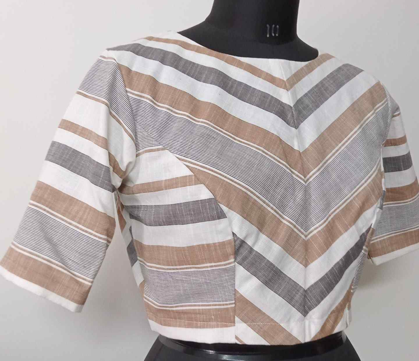 Neutral Shade Broad Stripes Blouse
