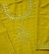 Buy Ochre Yellow Mirror Work Suit Set | Godhuli
