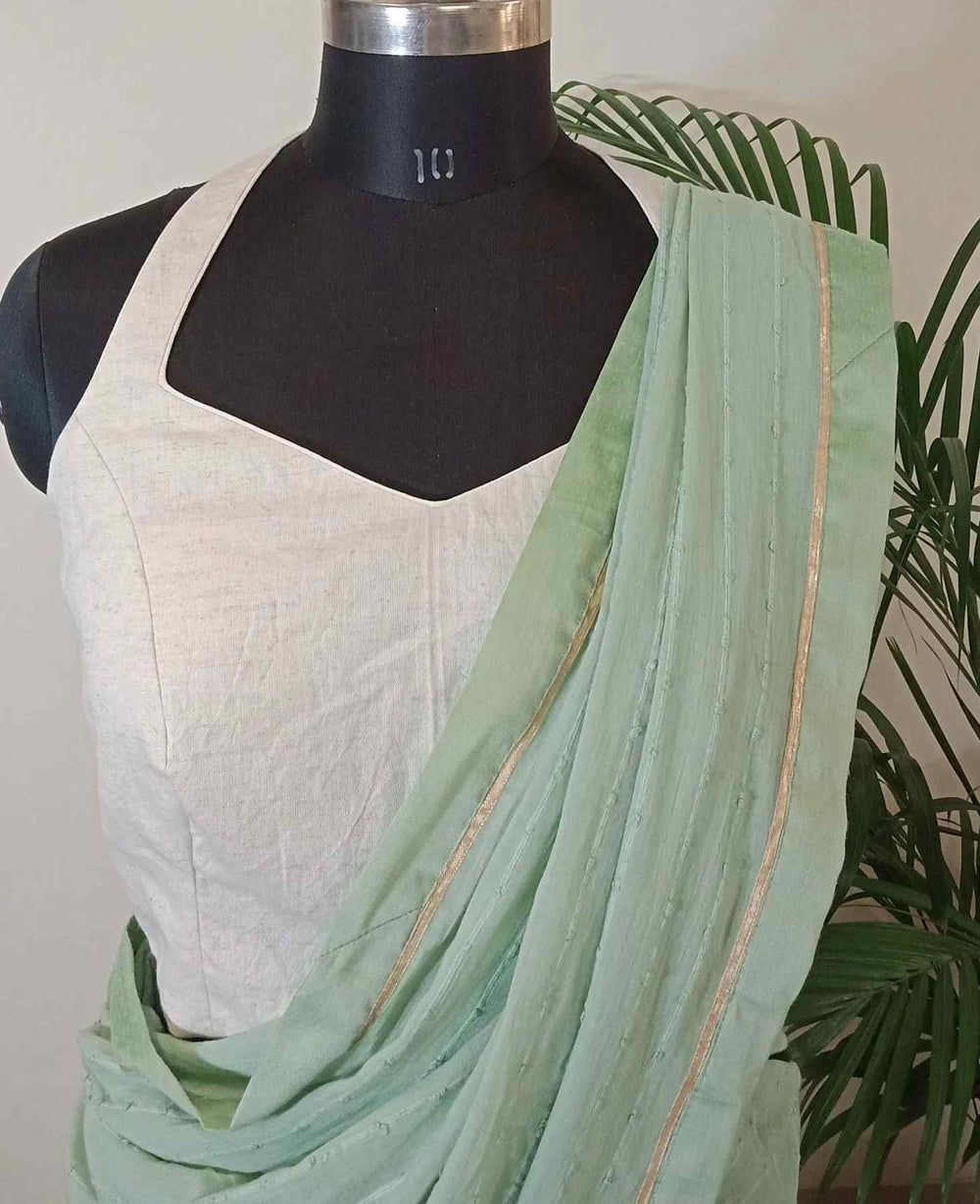 Off White Halter Neck Readymade Blouse | Godhuli