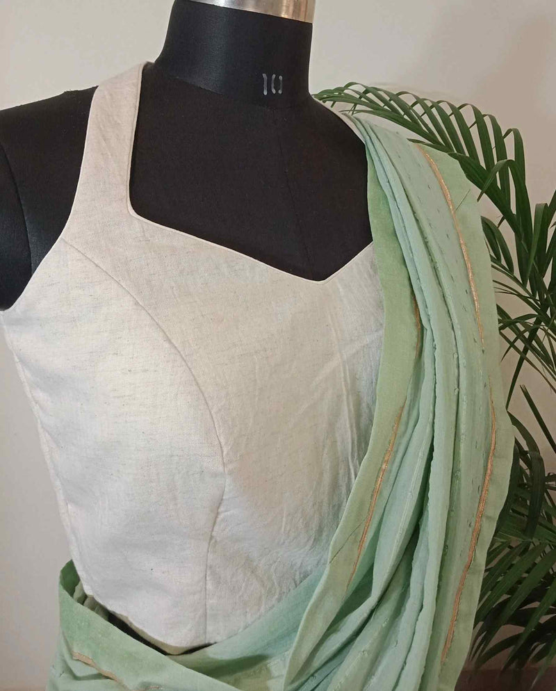 Off White Halter Neck Readymade Blouse | Godhuli
