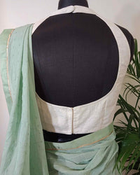 Off White Halter Neck Readymade Blouse | Godhuli