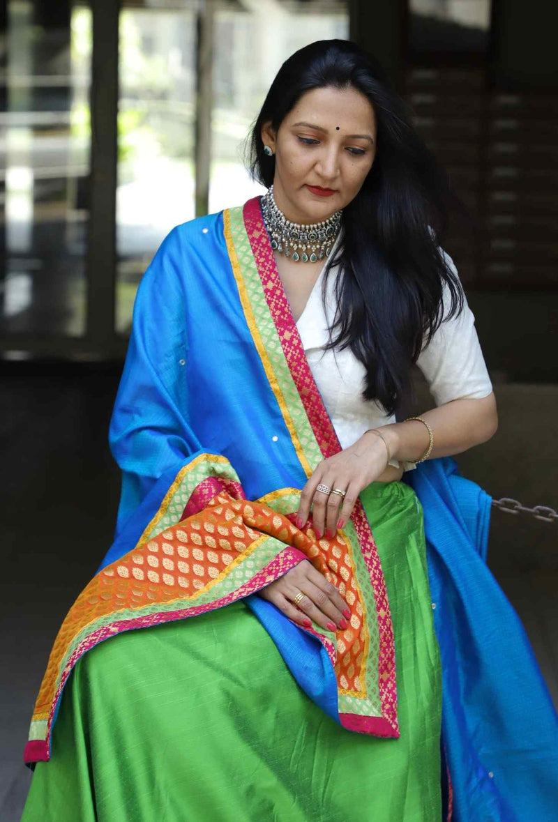 Buy Parrot Green Skirt-Dupatta Set | Godhuli