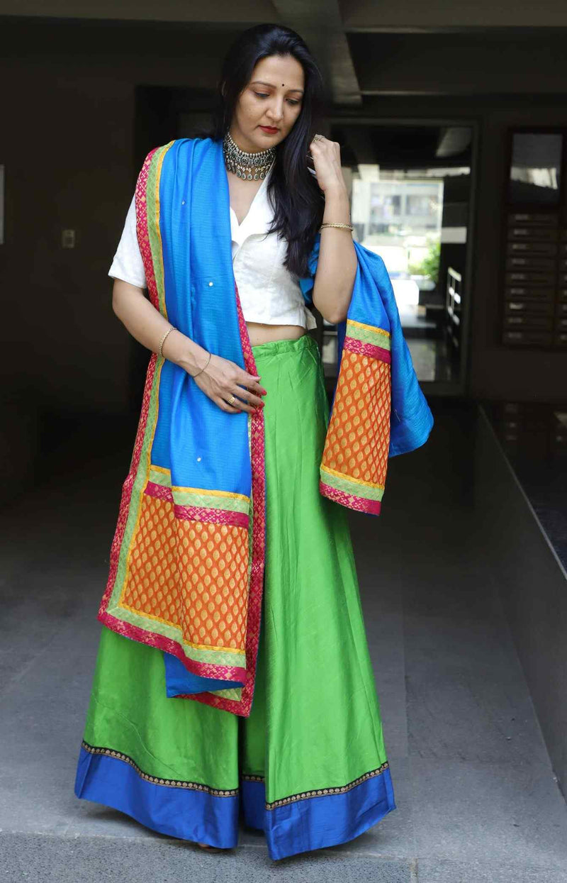 Buy Parrot Green Skirt-Dupatta Set | Godhuli