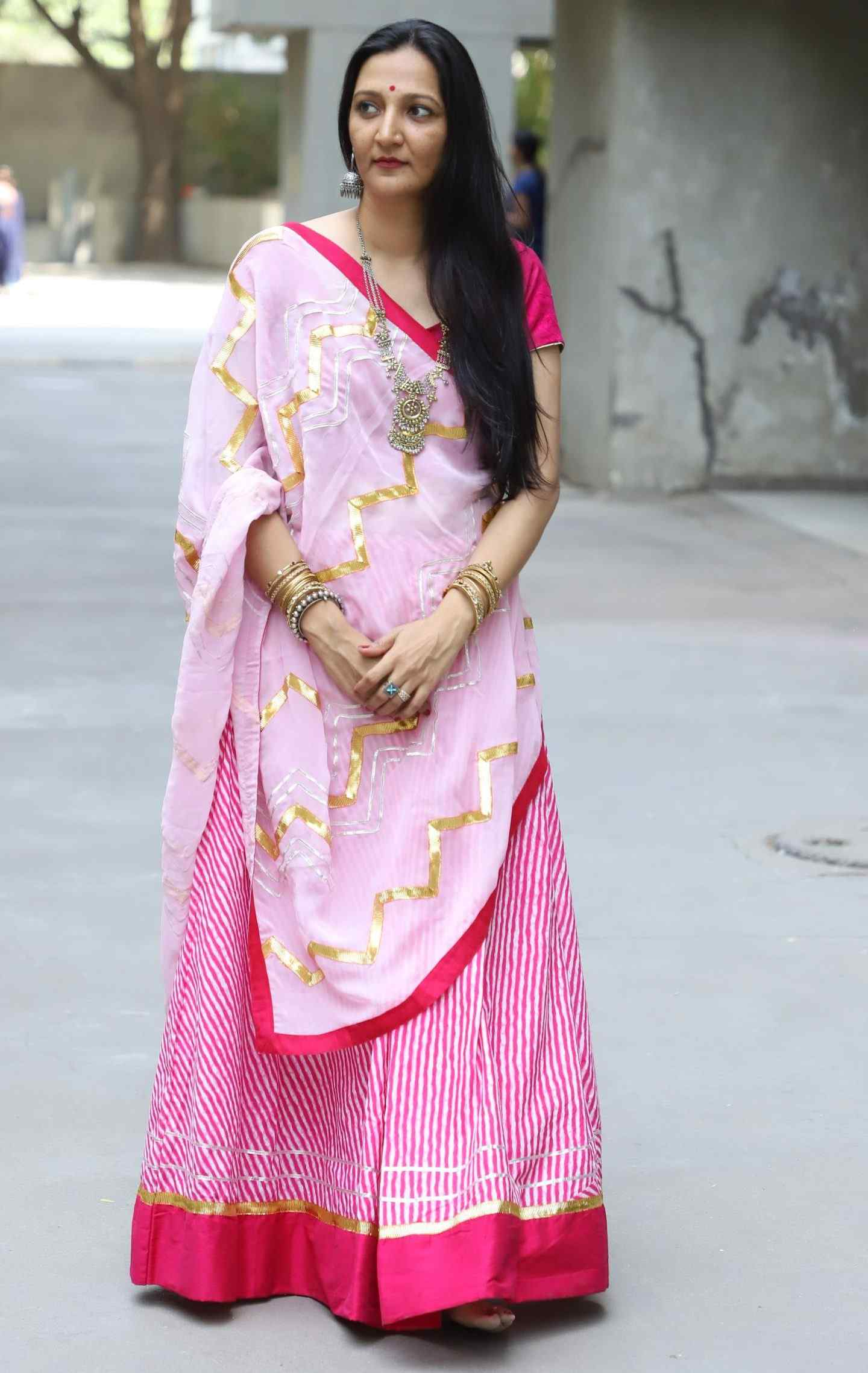 Pink Dupatta-Leheriya Lehenga Choli Set